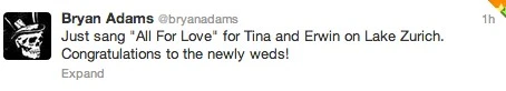 Bryan Adams Tweet